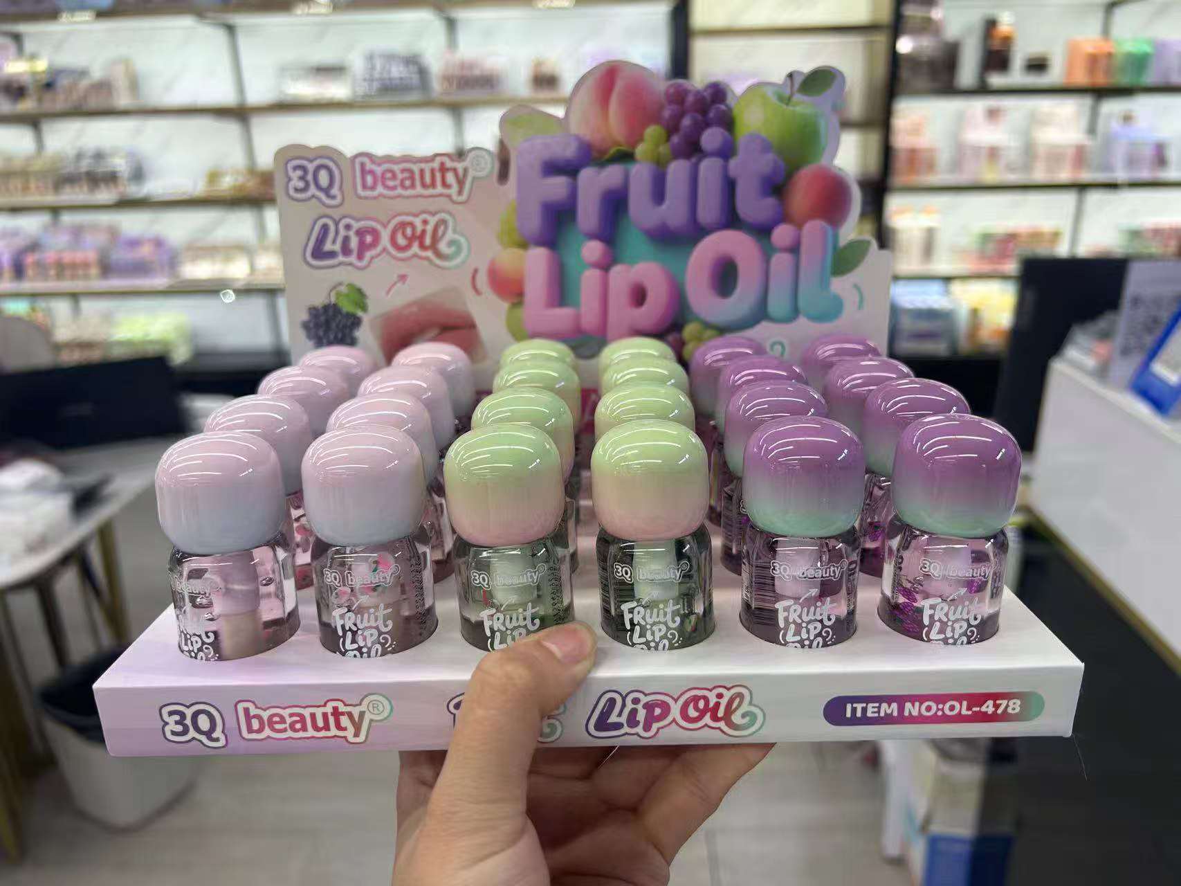 3Q Beauty Fruit Lip Oil Countertop Display